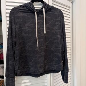 Vuori Long Sleeve Hoodie - Charcoal Camo with White Drawstrings